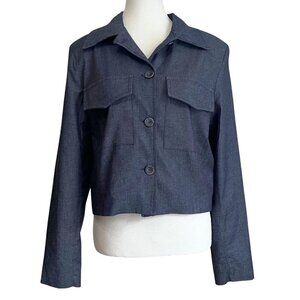 NWT VIA BOVIO DARK WASH SOFT DENIM BOXY BUTTON DOWN JACKET - M